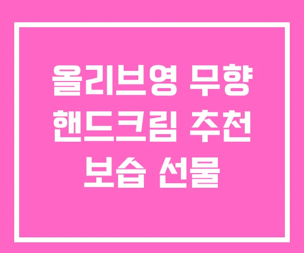 올리브영 무향 핸드크림 추천 보습 선물