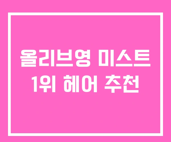 올리브영 미스트 1위 헤어 추천