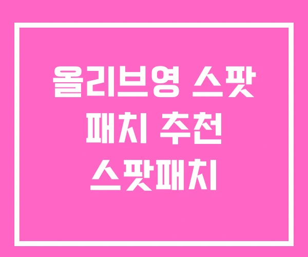 올리브영 스팟 패치 추천 스팟패치