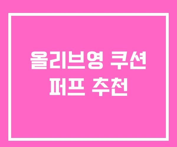 올리브영 쿠션 퍼프 추천