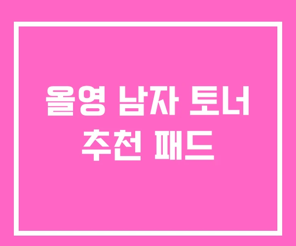 올영 남자 토너 추천 패드