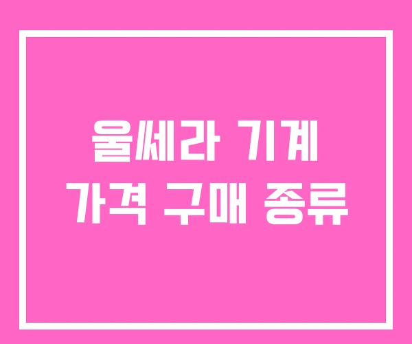 울쎄라 기계 가격 구매 종류