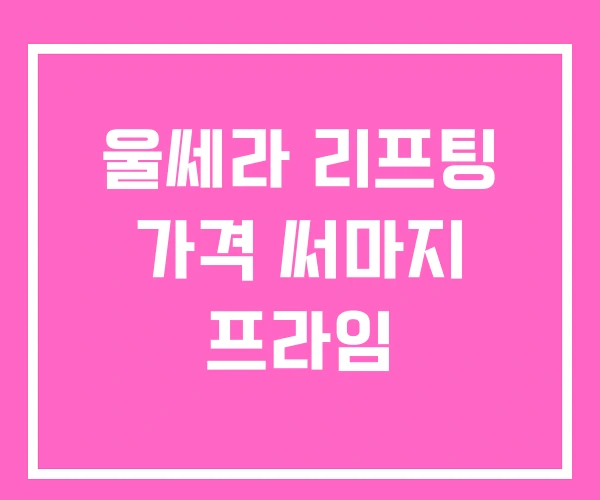 울쎄라 리프팅 가격 써마지 프라임