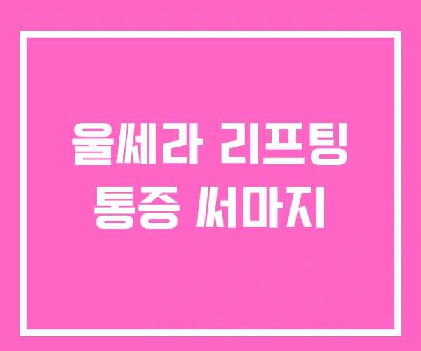 울쎄라 리프팅 통증 써마지