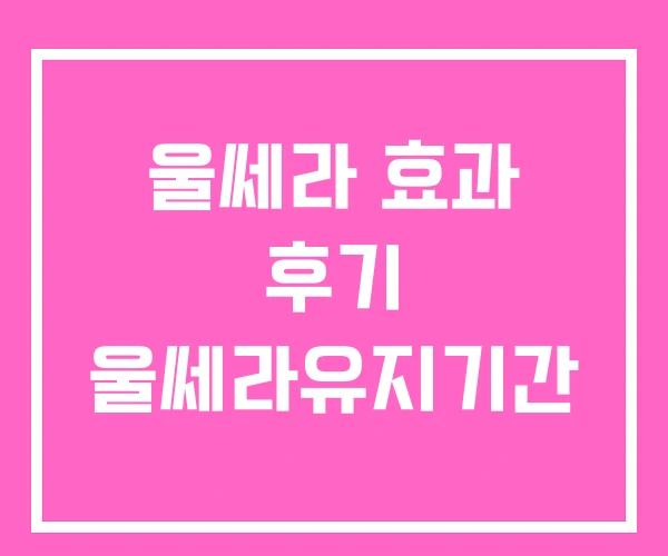 울쎄라 효과 후기 울쎄라유지기간