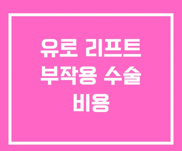 유로 리프트 부작용 수술 비용