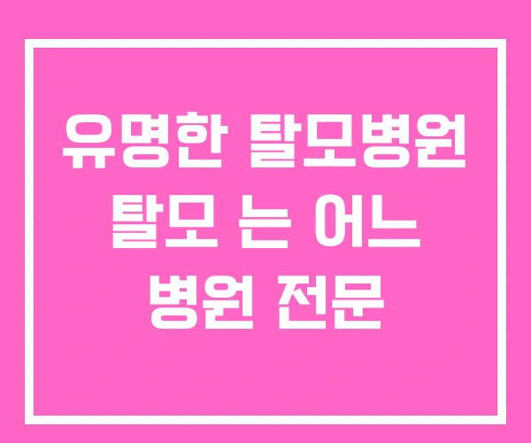 유명한 탈모병원 탈모 는 어느 병원 전문