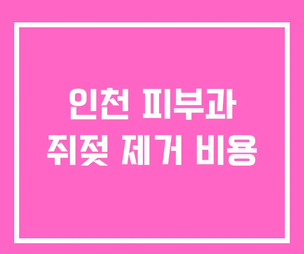 인천 피부과 쥐젖 제거 비용