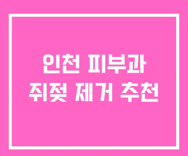 인천 피부과 쥐젖 제거 추천
