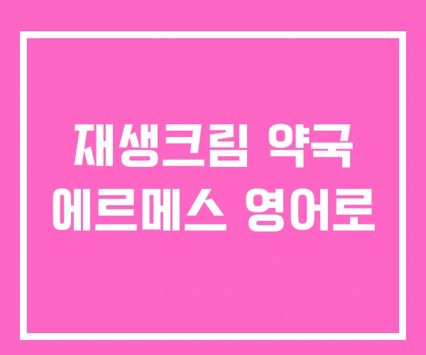 재생크림 약국 에르메스 영어로