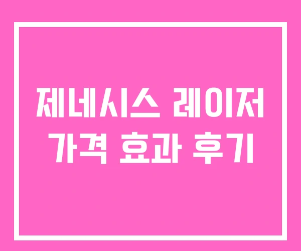 제네시스 레이저 가격 효과 후기