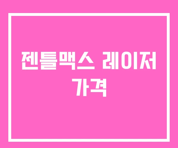 젠틀맥스 레이저 가격