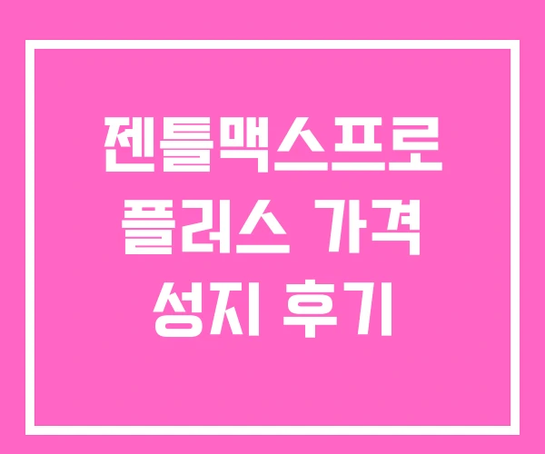 젠틀맥스프로 플러스 가격 성지 후기