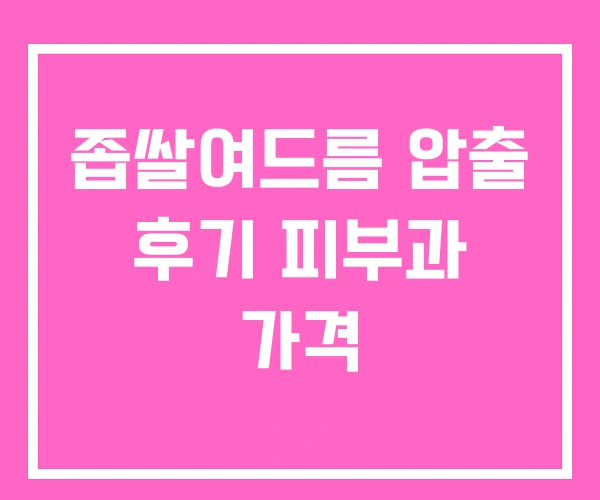 좁쌀여드름 압출 후기 피부과 가격