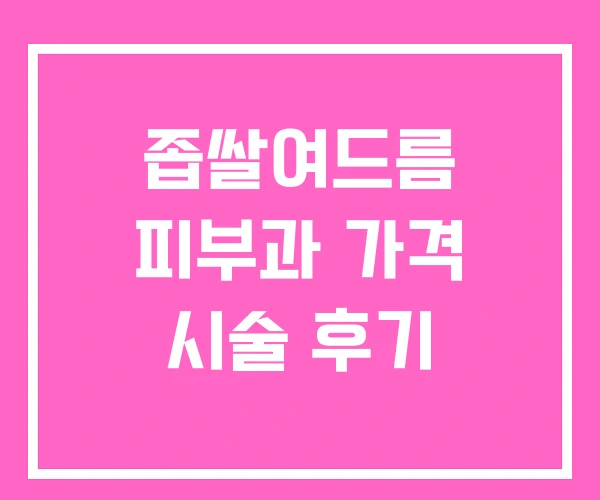 좁쌀여드름 피부과 가격 시술 후기