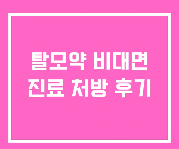 탈모약 비대면 진료 처방 후기