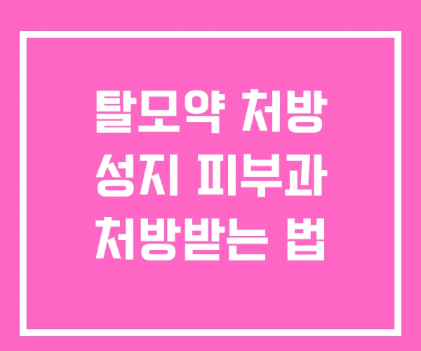 탈모약 처방 성지 피부과 처방받는 법