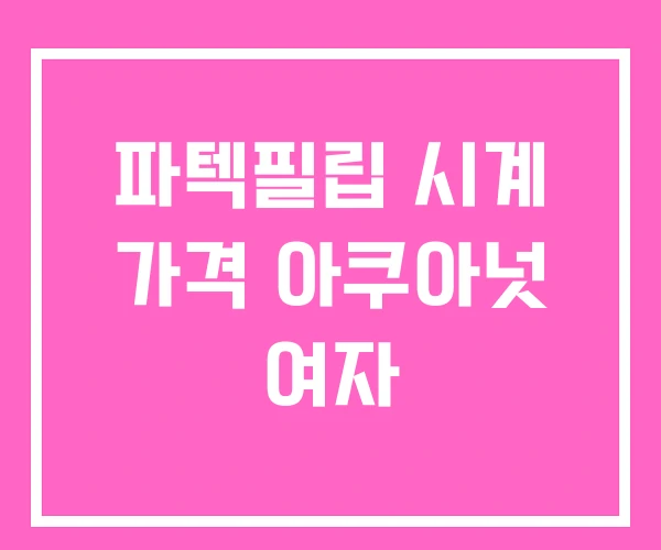 파텍필립 시계 가격 아쿠아넛 여자