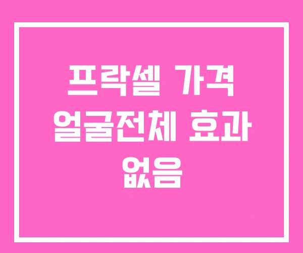 프락셀 가격 얼굴전체 효과 없음