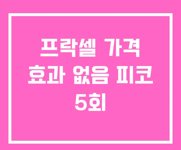 프락셀 가격 효과 없음 피코 5회