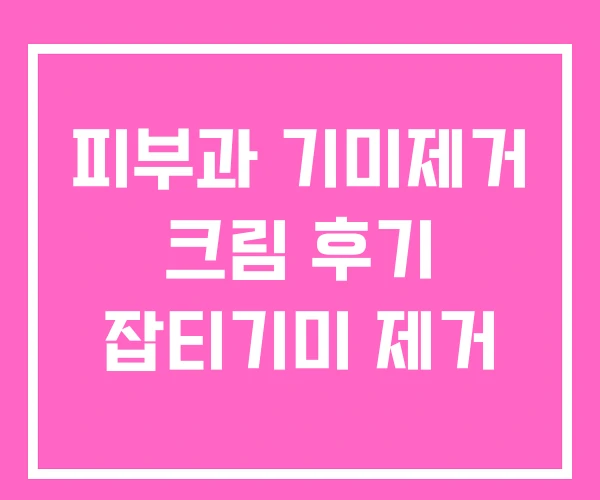 피부과 기미제거 크림 후기 잡티기미 제거