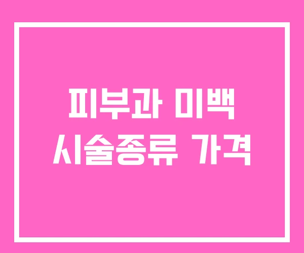 피부과 미백 시술종류 가격