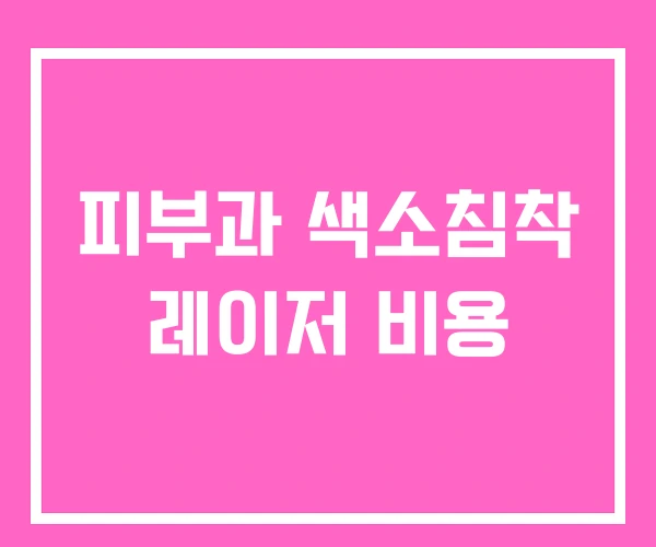 피부과 색소침착 레이저 비용