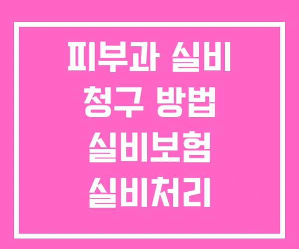 피부과 실비 청구 방법 실비보험 실비처리 피부과 실비 청구 방법 실비보험 실비처리