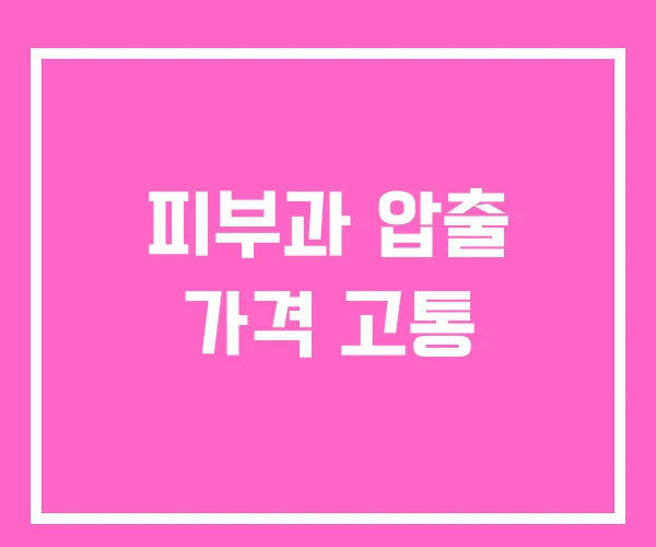 피부과 압출 가격 고통 피부과 압출 가격 고통