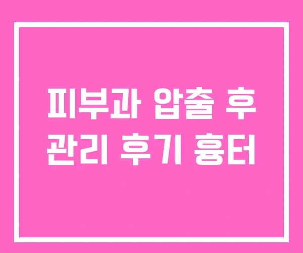 피부과 압출 후 관리 후기 흉터