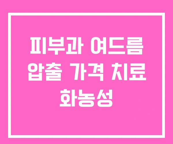 피부과 여드름 압출 가격 치료 화농성