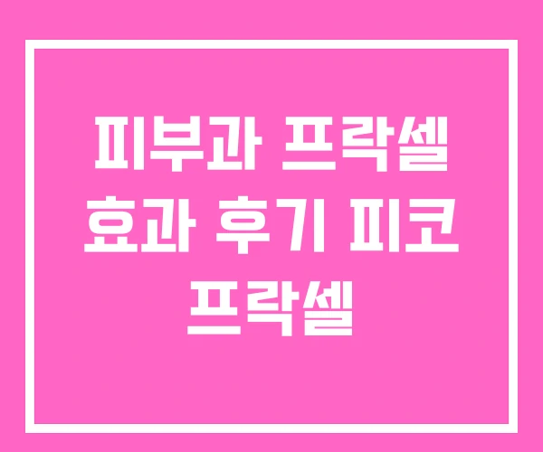 피부과 프락셀 효과 후기 피코 프락셀