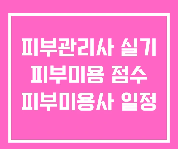 피부관리사 실기 피부미용 점수 피부미용사 일정