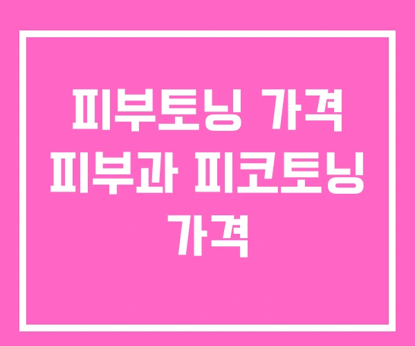 피부토닝 가격 피부과 피코토닝 가격