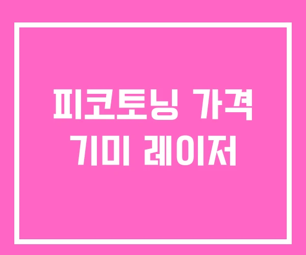 피코토닝 가격 기미 레이저 피코토닝 가격 기미 레이저