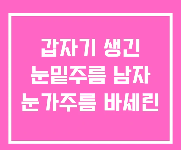 갑자기 생긴 눈밑주름 남자 눈가주름 바세린