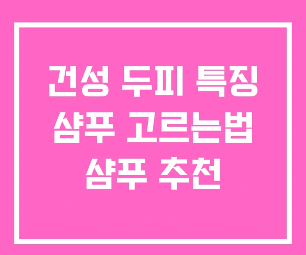 건성 두피 특징 샴푸 고르는법 샴푸 추천