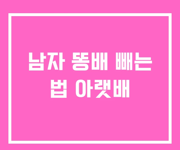 남자 똥배 빼는 법 아랫배