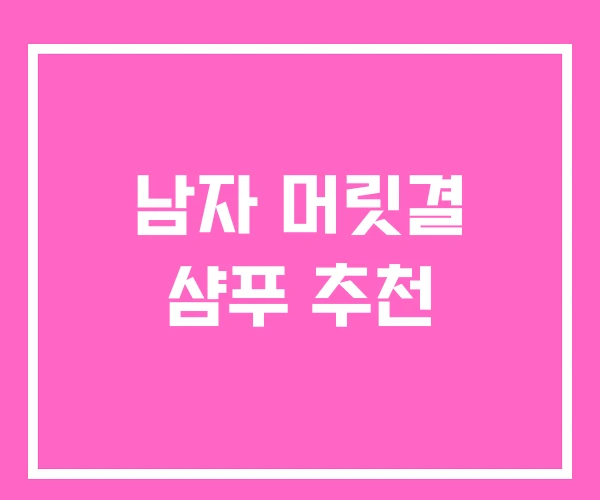 남자 머릿결 샴푸 추천