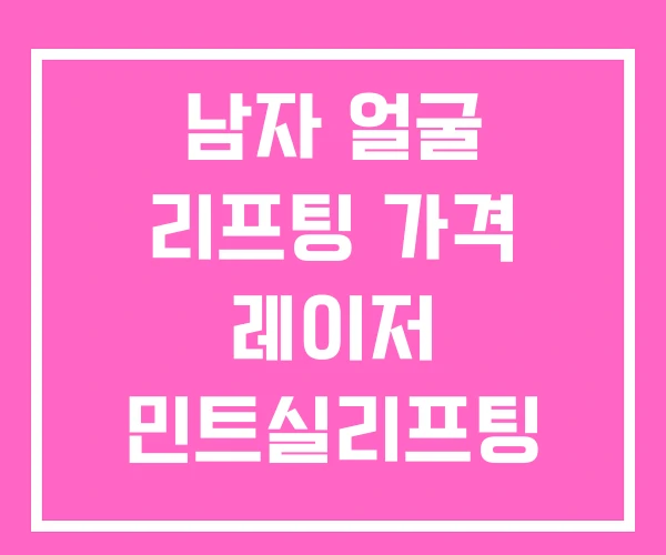 남자 얼굴 리프팅 가격 레이저 민트실리프팅