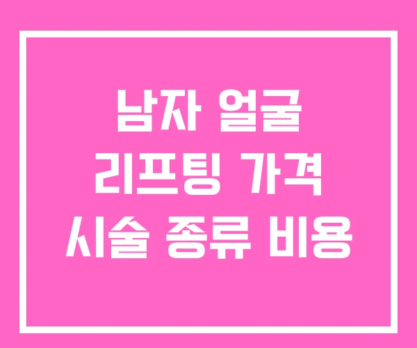 남자 얼굴 리프팅 가격 시술 종류 비용