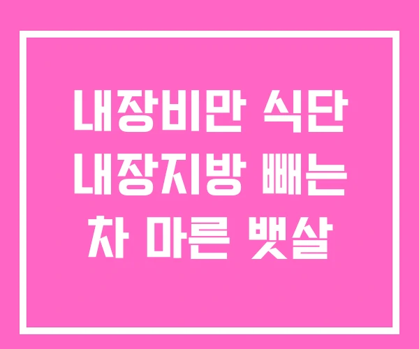 내장비만 식단 내장지방 빼는 차 마른 뱃살