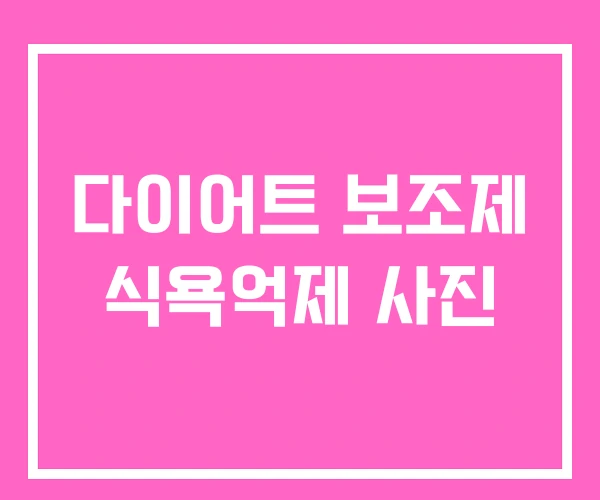 다이어트 보조제 식욕억제 사진