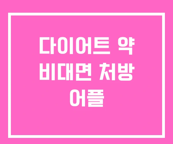 다이어트 약 비대면 처방 어플