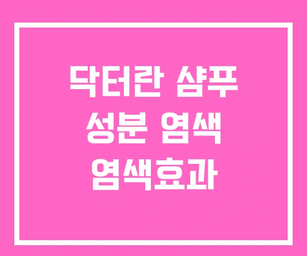 닥터란 샴푸 성분 염색 염색효과