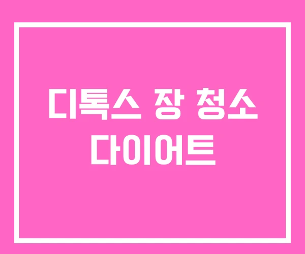 디톡스 장 청소 다이어트