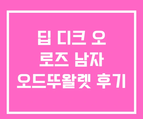 딥 디크 오 로즈 남자 오드뚜왈렛 후기