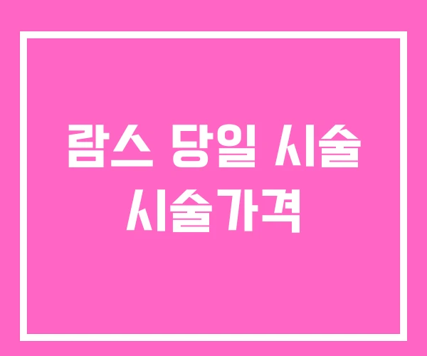 람스 당일 시술 시술가격