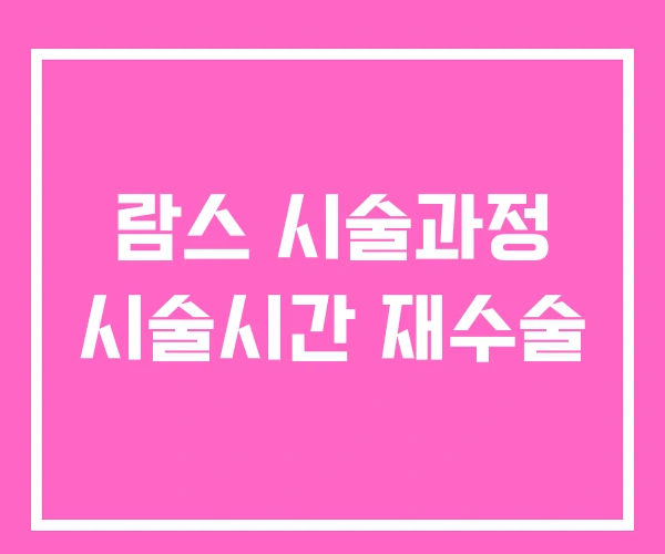 람스 시술과정 시술시간 재수술 람스 시술과정 시술시간 재수술
