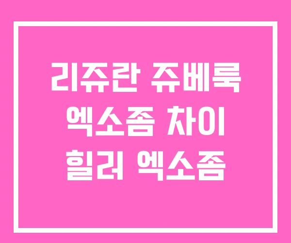 리쥬란 쥬베룩 엑소좀 차이 힐러 엑소좀